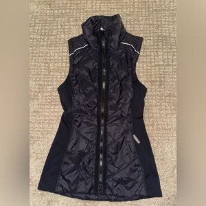 Athleta Black Quilted Vest with Reflective Trim